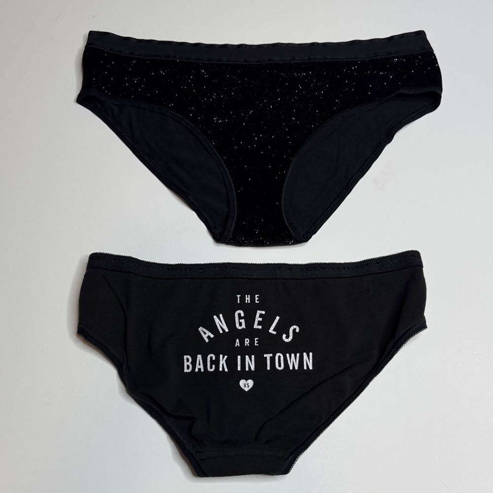 Victoria's Secret Black Panties with velvet glitter